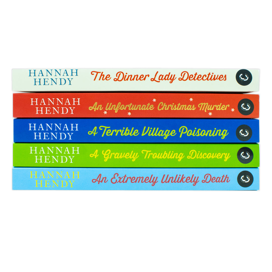 The Dinner Lady Detectives Collection 5 Books Set By Hannah Hendy ( Unfortunate Christmas, Terrible Village, Extremely Unlikely, Gravely Troubling, Dinner Lady)