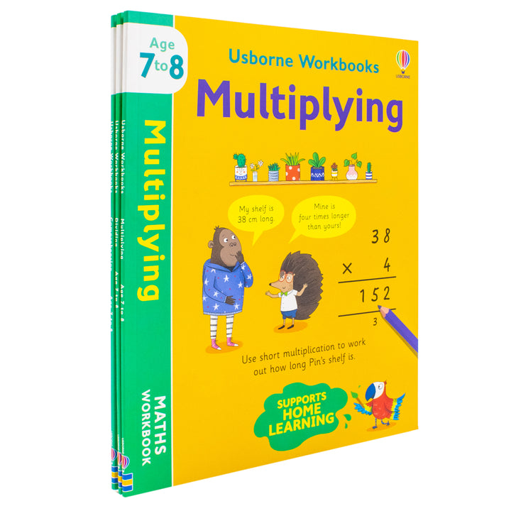 Usborne Workbooks Home Learning Age 7-8 Collection 3 Books Set (Multiplying, Dividing, Comprehension)