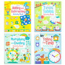 Maths Activity 4-Book Collection Set | Addition, Subtraction, Times Tables, Telling Time & Multiplication | Fun & Interactive Learning for 7+ years