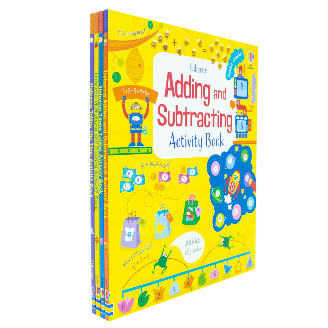 Maths Activity 4-Book Collection Set | Addition, Subtraction, Times Tables, Telling Time & Multiplication | Fun & Interactive Learning for 7+ years