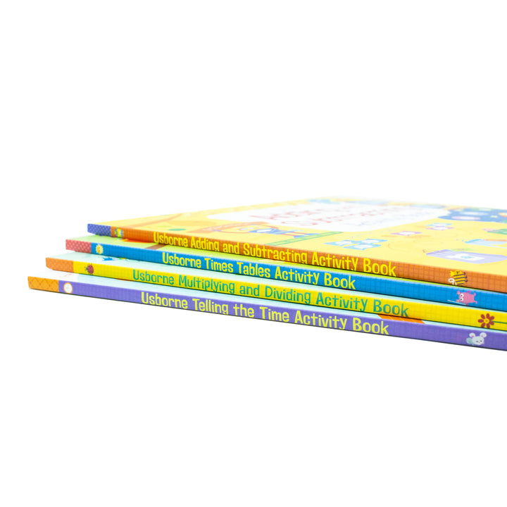 Maths Activity 4-Book Collection Set | Addition, Subtraction, Times Tables, Telling Time & Multiplication | Fun & Interactive Learning for 7+ years