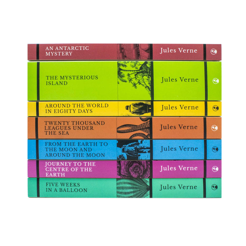 Jules Verne 7 Books Set Collection: (Journey to the Centre of the Earth, The Mysterious Island, Five Weeks in a Balloon & More!)
