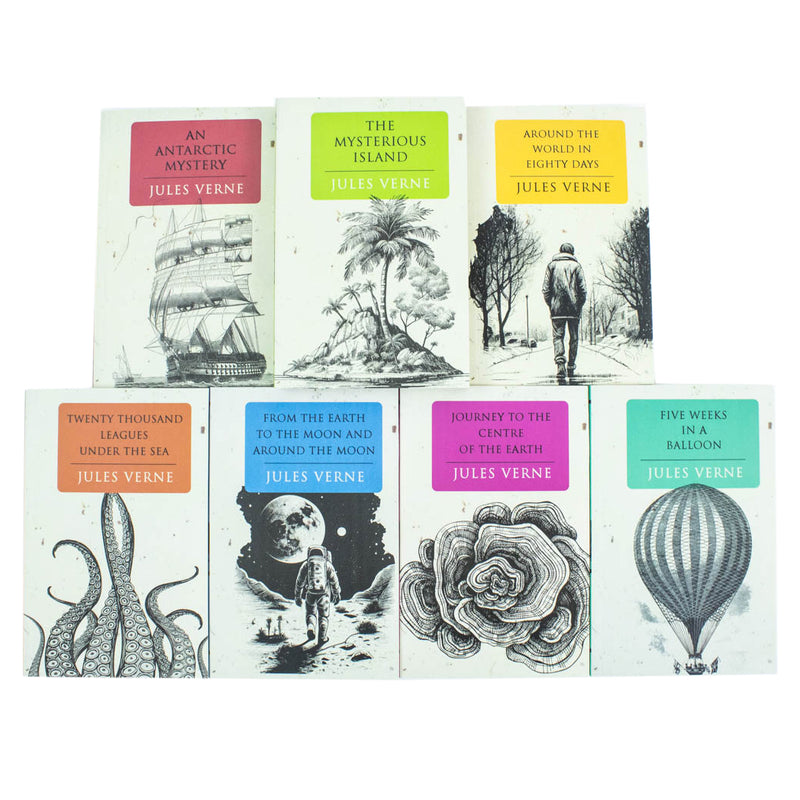 Jules Verne 7 Books Set Collection| Classic Adventure Fiction –Journey to the Centre of the Earth, The Mysterious Island, Five Weeks in a Balloon & More