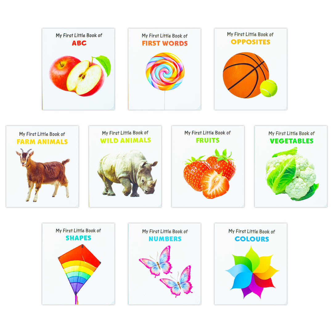 My First Little Library – 10 Board Books Set Collection | Early Learning for Babies & Toddlers (ABC, Numbers, Shapes, Colors, Animals & More)