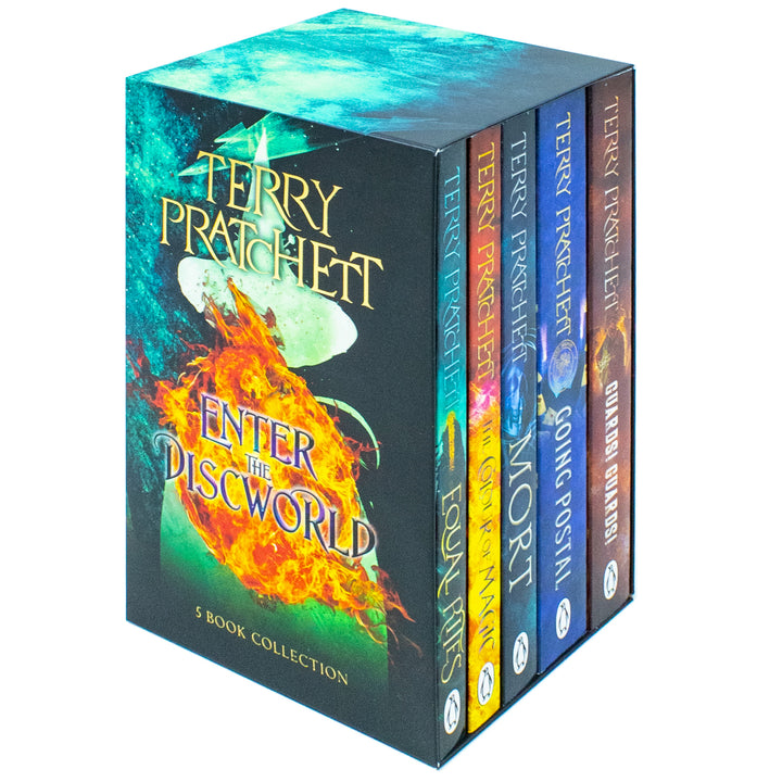 Terry Pratchett Discworld Novels 5-Book Collection Box Set: The Colour of Magic, Equal Rites, Mort, Guards! Guards! Going Postal – Fantasy Book Series