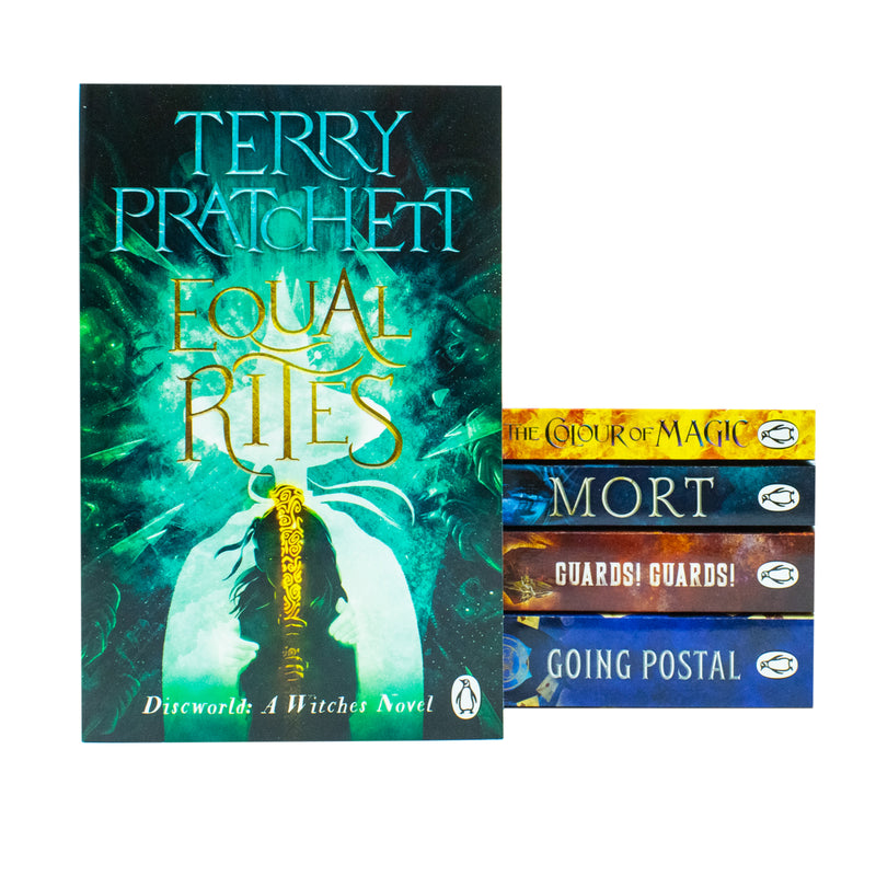 Terry Pratchett Discworld Novels 5-Book Collection Box Set: The Colour of Magic, Equal Rites, Mort, Guards! Guards! Going Postal – Fantasy Book Series
