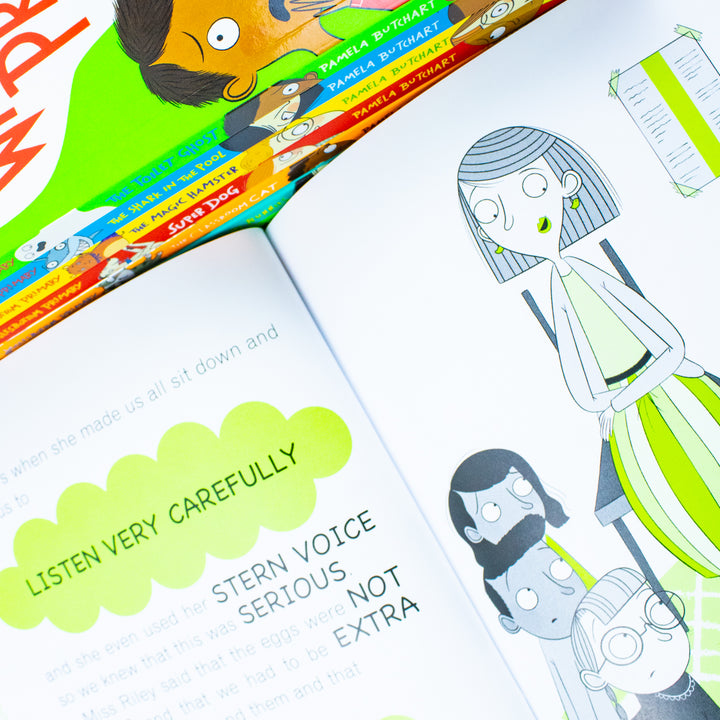 Wigglesbottom Primary 8-Book Collection by Pamela Butchart – Hilarious & Adventurous Children's Stories | Toilet Ghost, Shark in the Pool & More