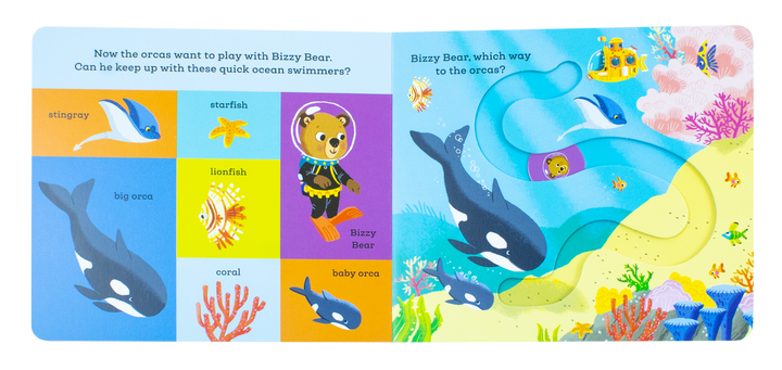 Bizzy Bear: Find and Follow Series 4 Books Set by Benji Davies – Interactive Board Books for Curious Little Readers | At The Zoo, On The Farm, At The Dinosaur Park and Under The Sea