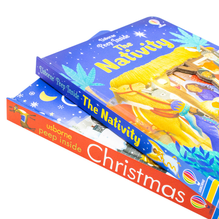 Peep Inside Christmas & Peep Inside Nativity 2 Books Collection Set by Anna Milbourne – Interactive Lift-the-Flap & Peek-Through (Hardback)