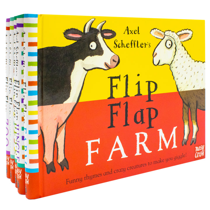 Axel Schefflers Flip Flap Series 5 Books Collection (1-5) (Farm, Jungle, Pets, Zoo, Minibeasts) | Hardback
