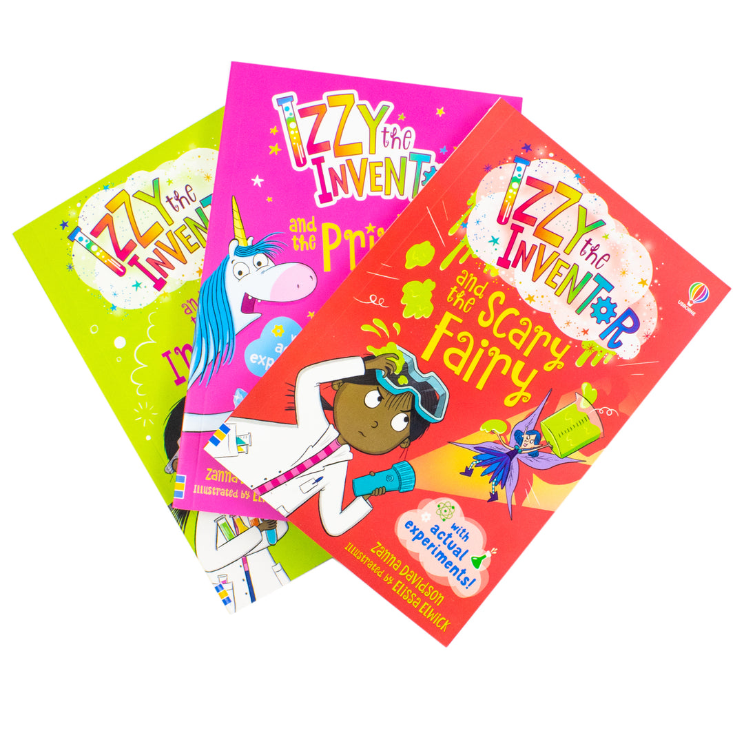 Izzy the Inventor Series By Zanna Davidson 3 Books Collection Set (Princess Plot, Scary Fairy, Elf Inspectors)