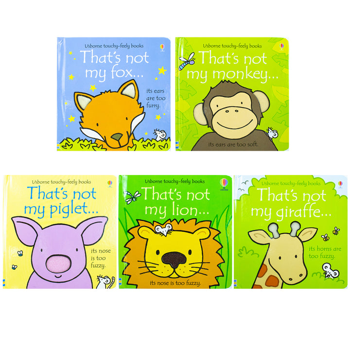 Usborne touchy-feely Books That's Not my Collection 3, 5 Books Box Set By Fiona Watt (Fox, Giraffe, Lion, Piglet, Monkey)