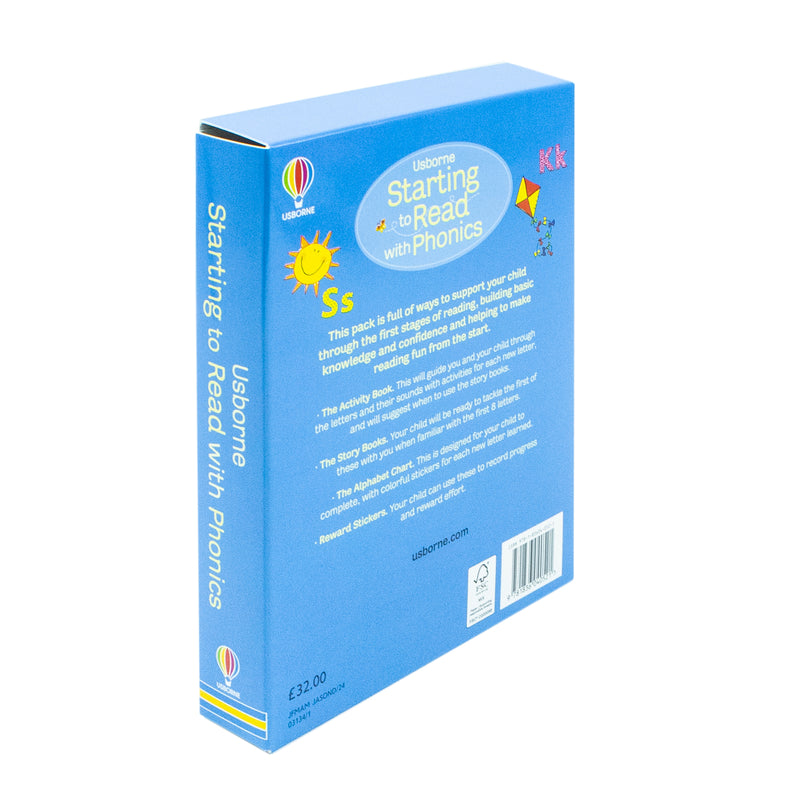 Usborne Starting to Read With Phonics 8 Books Collection Box Set With Activity Book & Alphabet Chart (Pirate Pat, Double Trouble, Dressing up Box & more)