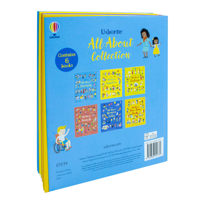 Usborne All About Feelings My First Books 6 Books Set By Felicity Brooks (All About Feelings, All About Families, All About Diversity, All About Friends, Worries and Fears & You and Your Body)