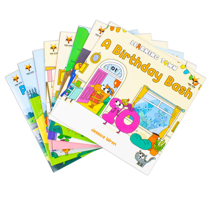 Learning Town 8 Books Collection Set By Jessica Wren (A Birthday Bash,The Letter Hunt,Colour Me Happy,Time To Get In Space And More)