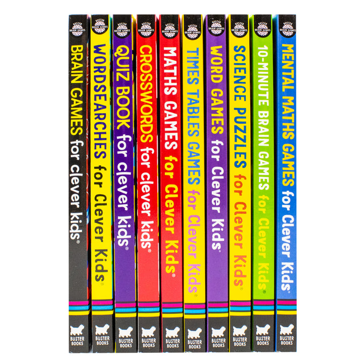 Brain Games 10 Books Collection Set For Clever Kids (Mental Maths Games, 10-Minute Brain Games, Science Puzzles, Word Games, Times Tables Games, Maths Games, Crosswords, Quiz Book, Wordsearches, Brain Games)