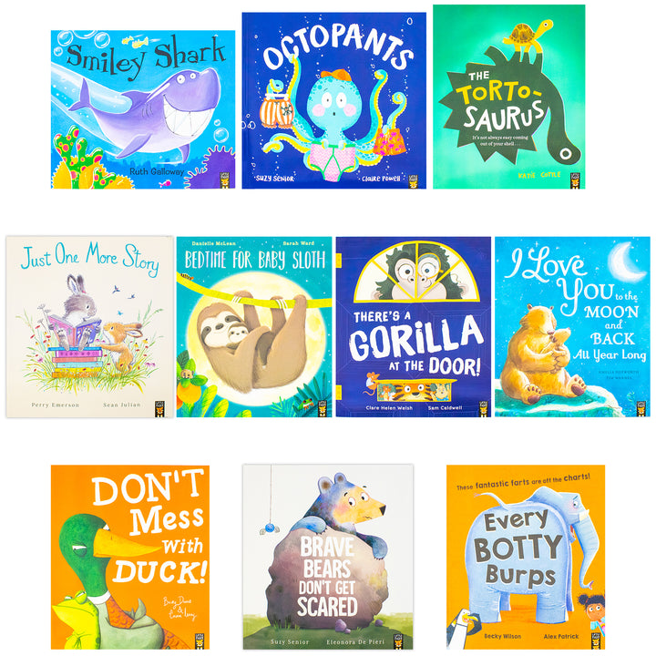 Bear & Friends 10 Picture Books Collection Set by Ruth Galloway (Smiley Shark, Octopants, The Tortosaurus, Just One More Story and More)| Paperback