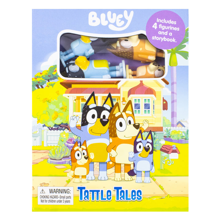 Bluey Tattle Tales Activity Book for Kids- 12-Page Illustrated Storybook with 4 figurines