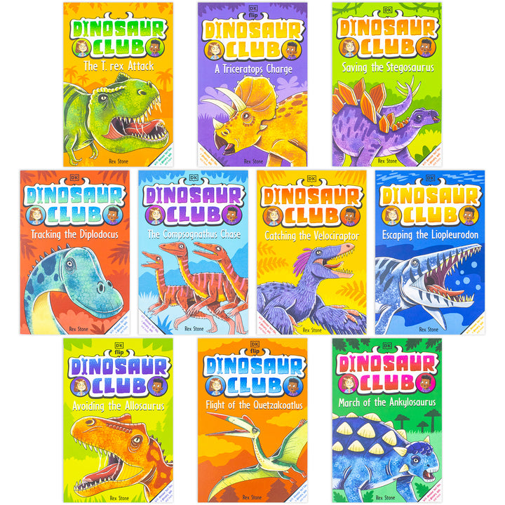 Dinosaur Club Series by Rex Stone 10 Books Collection Set by Ian Rankin (March of the Ankylosaurus, The T-Rex Attack, A Triceratops Charge, Avoiding the Allosaurus and 6 more) | Paperback