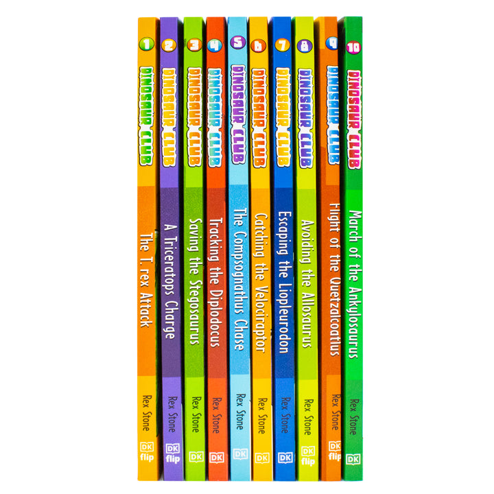 Dinosaur Club Series by Rex Stone 10 Books Collection Set by Ian Rankin (March of the Ankylosaurus, The T-Rex Attack, A Triceratops Charge, Avoiding the Allosaurus and 6 more) | Paperback