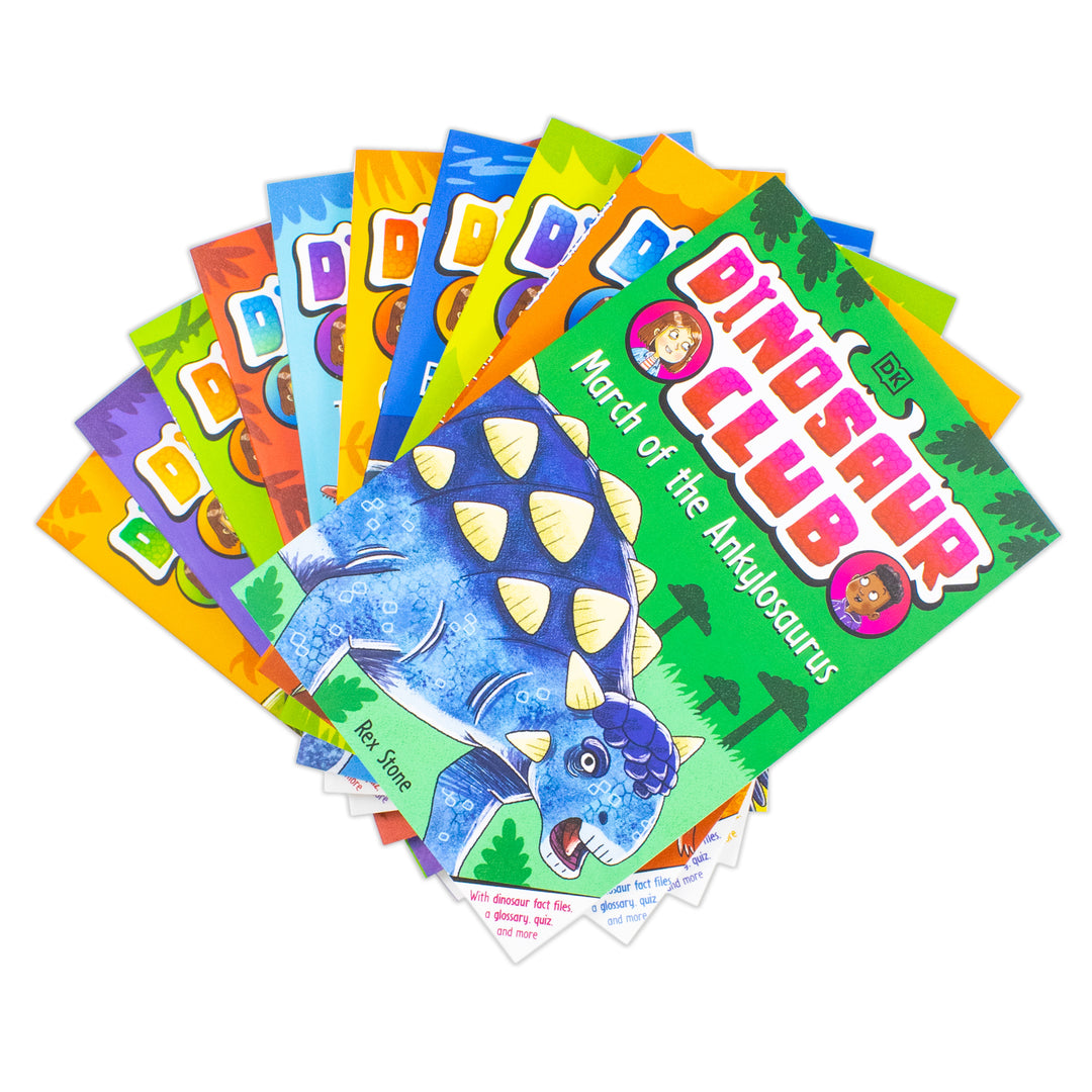 Dinosaur Club Series by Rex Stone 10 Books Collection Set by Ian Rankin (March of the Ankylosaurus, The T-Rex Attack, A Triceratops Charge, Avoiding the Allosaurus and 6 more) | Paperback