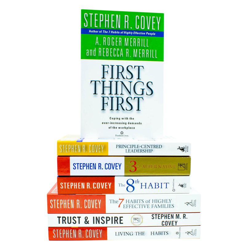 Stephen R. Covey 7 Books Collection Set (The Third Alternative, Trust & Inspire, Living the 7 habbits  & Many More!)