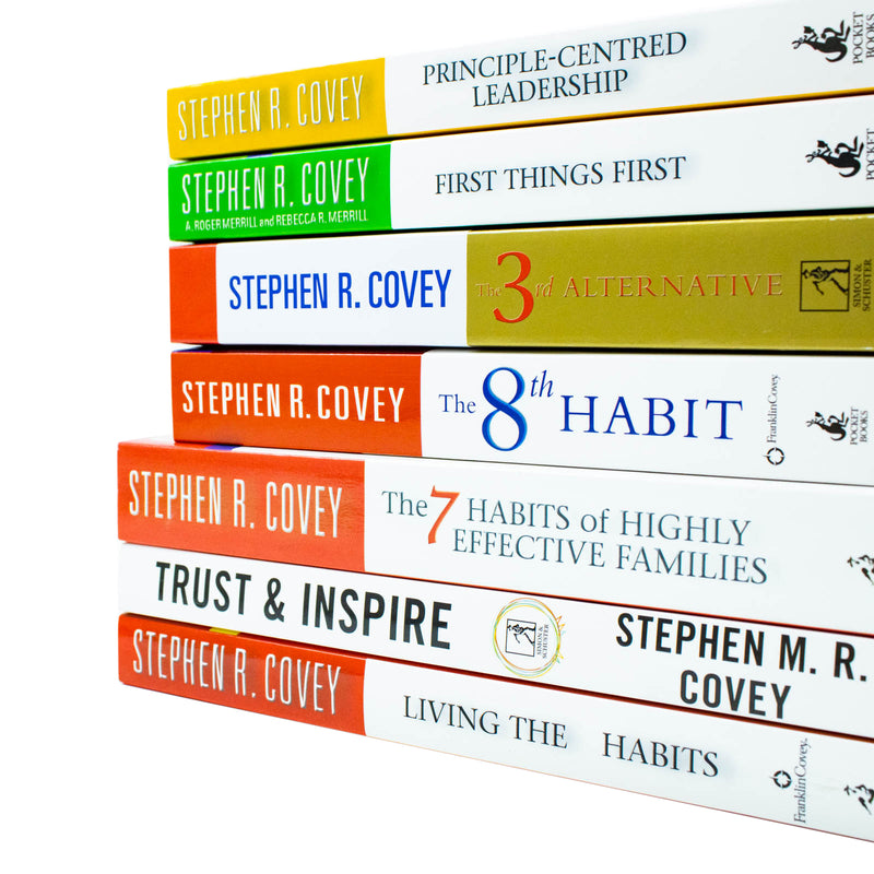 Stephen R. Covey 7 Books Collection Set (The Third Alternative, Trust & Inspire, Living the 7 habbits  & Many More!)