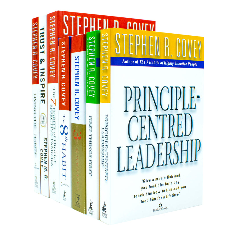 Stephen R. Covey 7 Books Collection Set (The Third Alternative, Trust & Inspire, Living the 7 habbits  & Many More!)