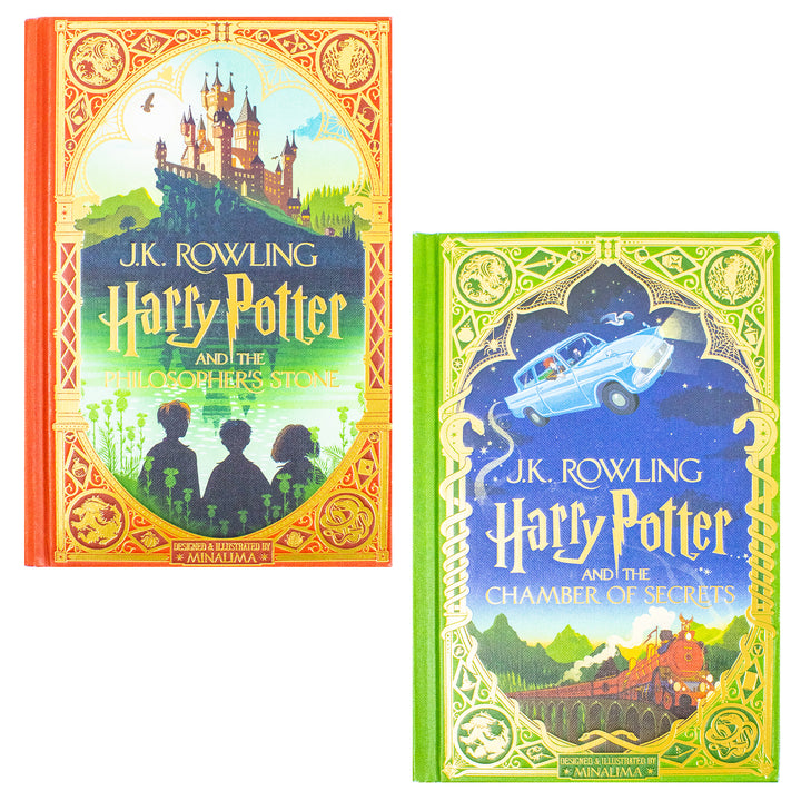 Harry Potter Mina Lima Edition Series Collection 2 Books Set by J.K. Rowling (The Chamber of Secrets and the Philosopher’s Stone)