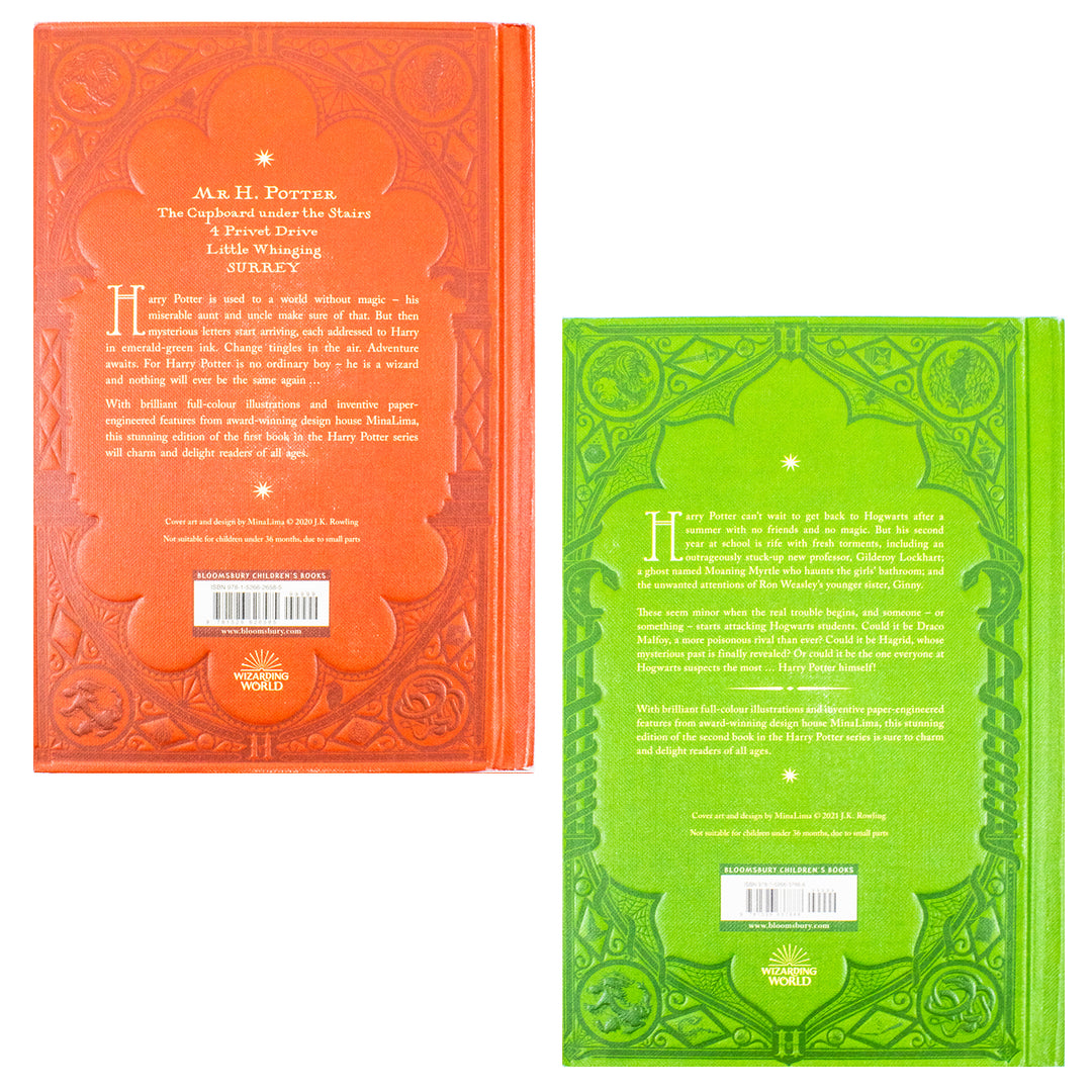 Harry Potter Mina Lima Edition Series Collection 2 Books Set by J.K. Rowling (The Chamber of Secrets and the Philosopher’s Stone)