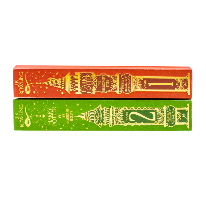 Harry Potter Mina Lima Edition Series Collection 2 Books Set by J.K. Rowling (The Chamber of Secrets and the Philosopher’s Stone)