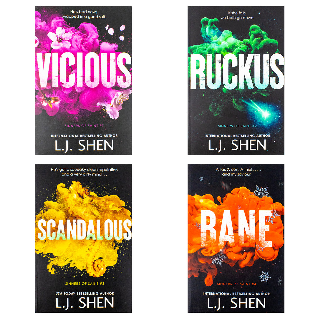 Sinners of Saint Series by L.J. Shen 4 Books Collection Set (Vicious, Ruckus, Scandalous and Bane) | Paperback