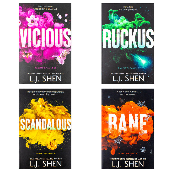Sinners of Saint Series by L.J. Shen 4 Books Collection Set (Vicious, Ruckus, Scandalous and Bane) | Paperback
