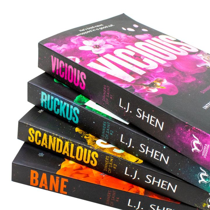 Sinners of Saint Series by L.J. Shen 4 Books Collection Set (Vicious, Ruckus, Scandalous and Bane) | Paperback