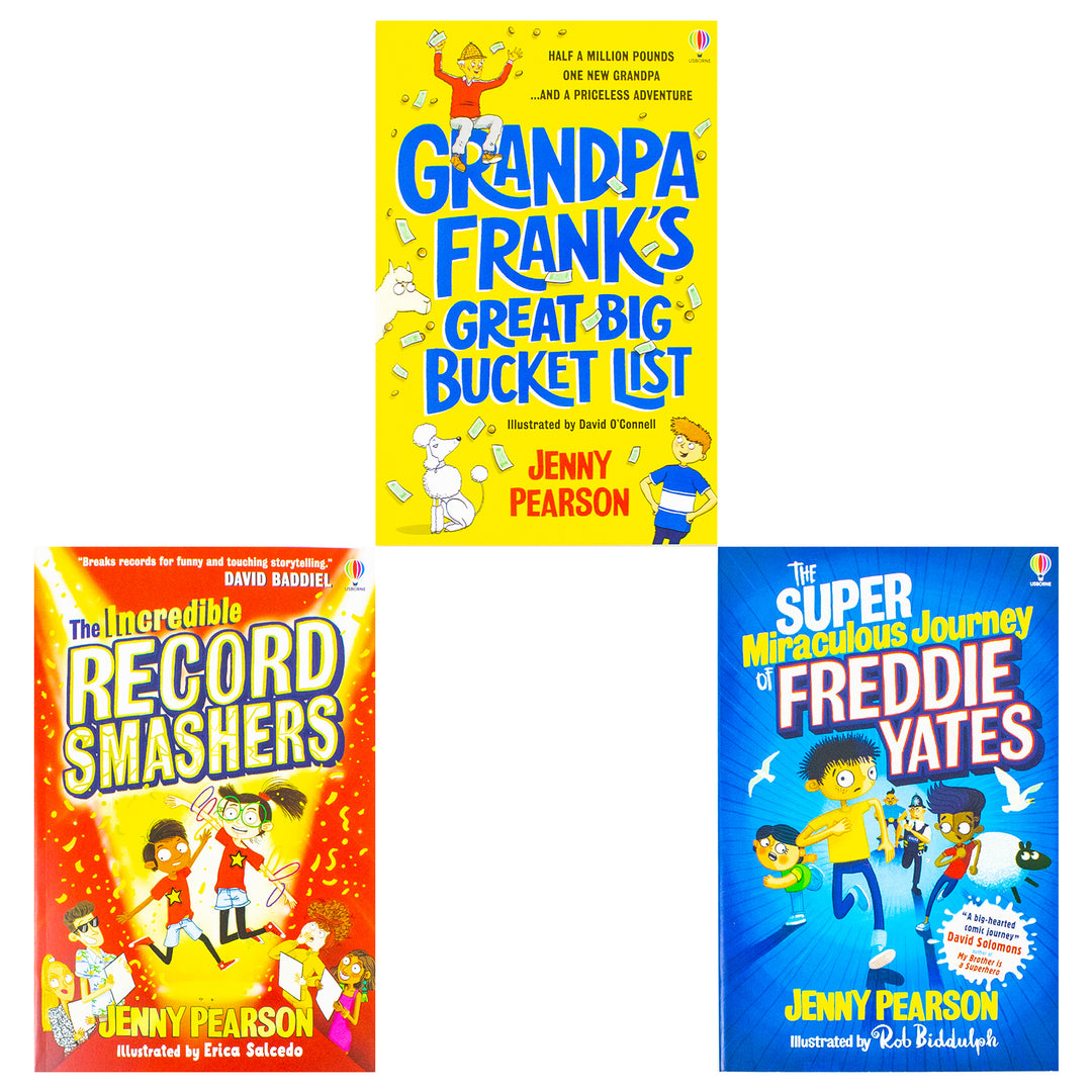Jenny Pearson 3 Books Collection Set (The Incredible Record Smashers, Grandpa Frank's Great Big Bucket List & The Super Miraculous Journey of Freddie Yates) | Paperback