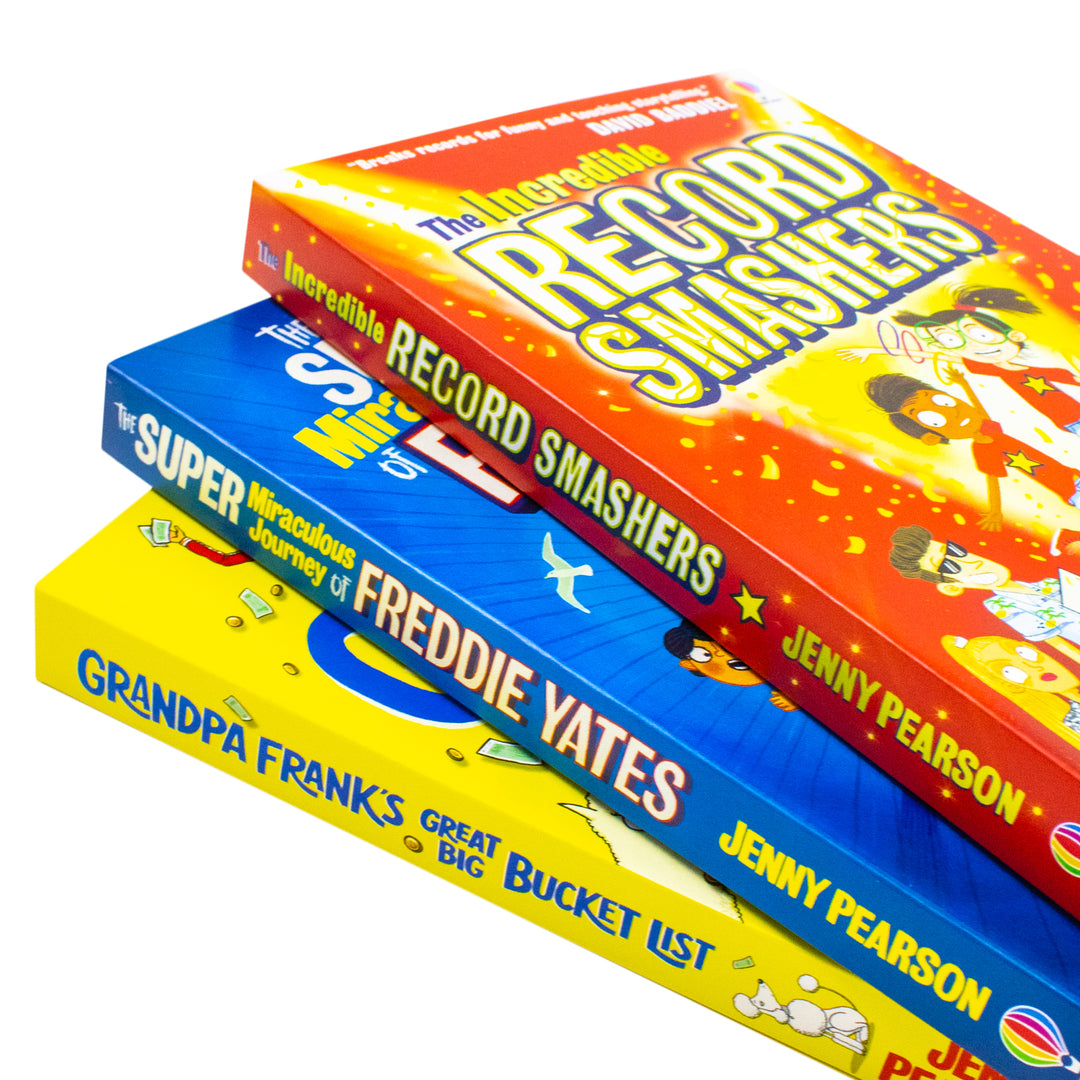 Jenny Pearson 3 Books Collection Set (The Incredible Record Smashers, Grandpa Frank's Great Big Bucket List & The Super Miraculous Journey of Freddie Yates) | Paperback