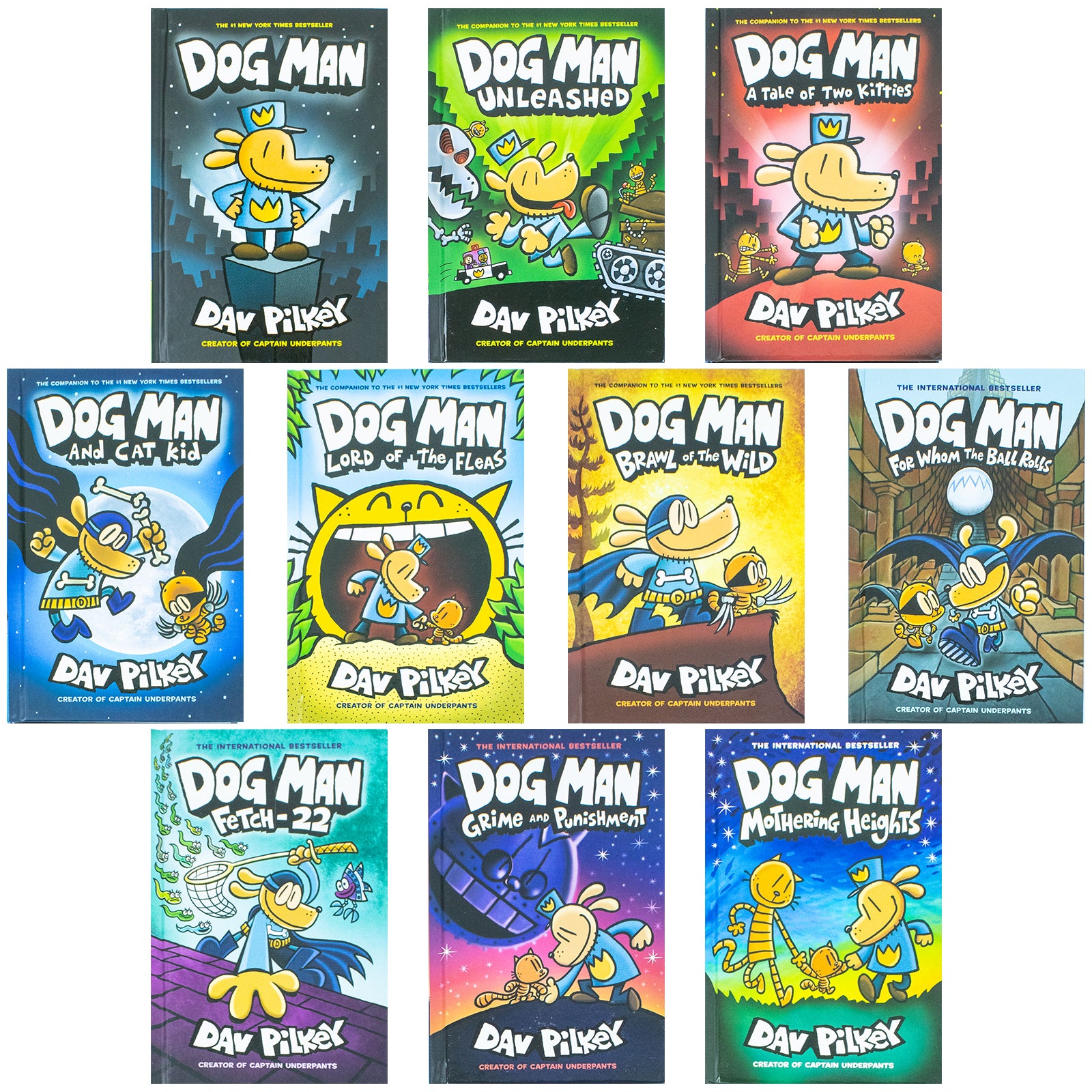 Adventures of Dog Man 10 Book Set Collection by Dav Pilkey