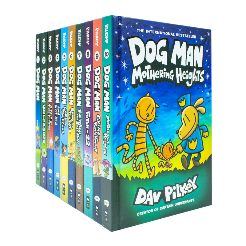 Adventures of Dog Man 10 Book Set Collection by Dav Pilkey Hardback