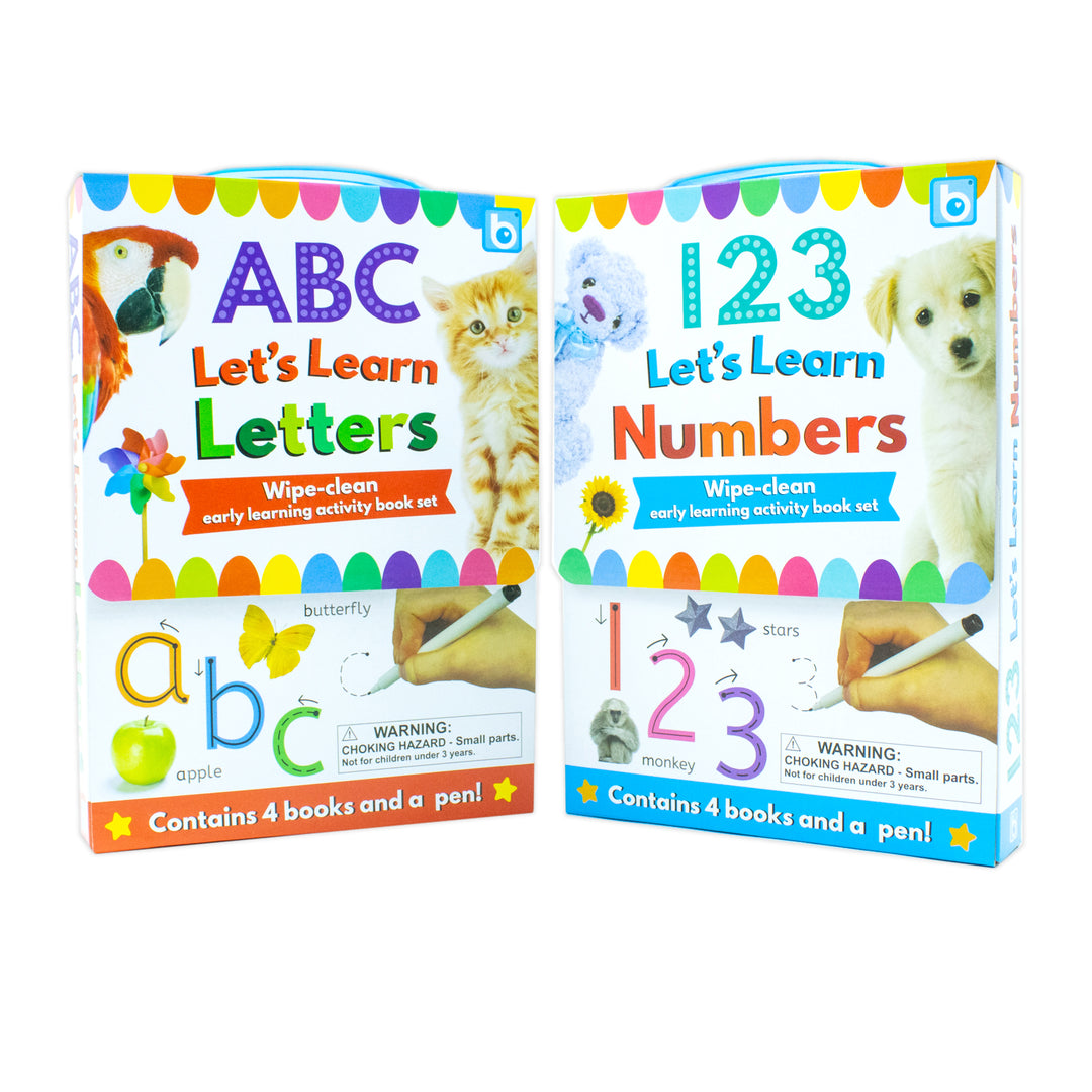 ABC and 123 Let's learn 8 Books Set Collection inc Wipe Clean Pages and Pen