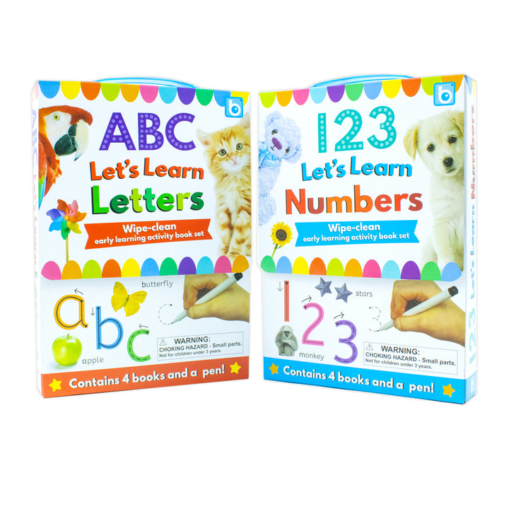 ABC and 123 Let's learn 8 Books Set Collection inc Wipe Clean Pages and Pen