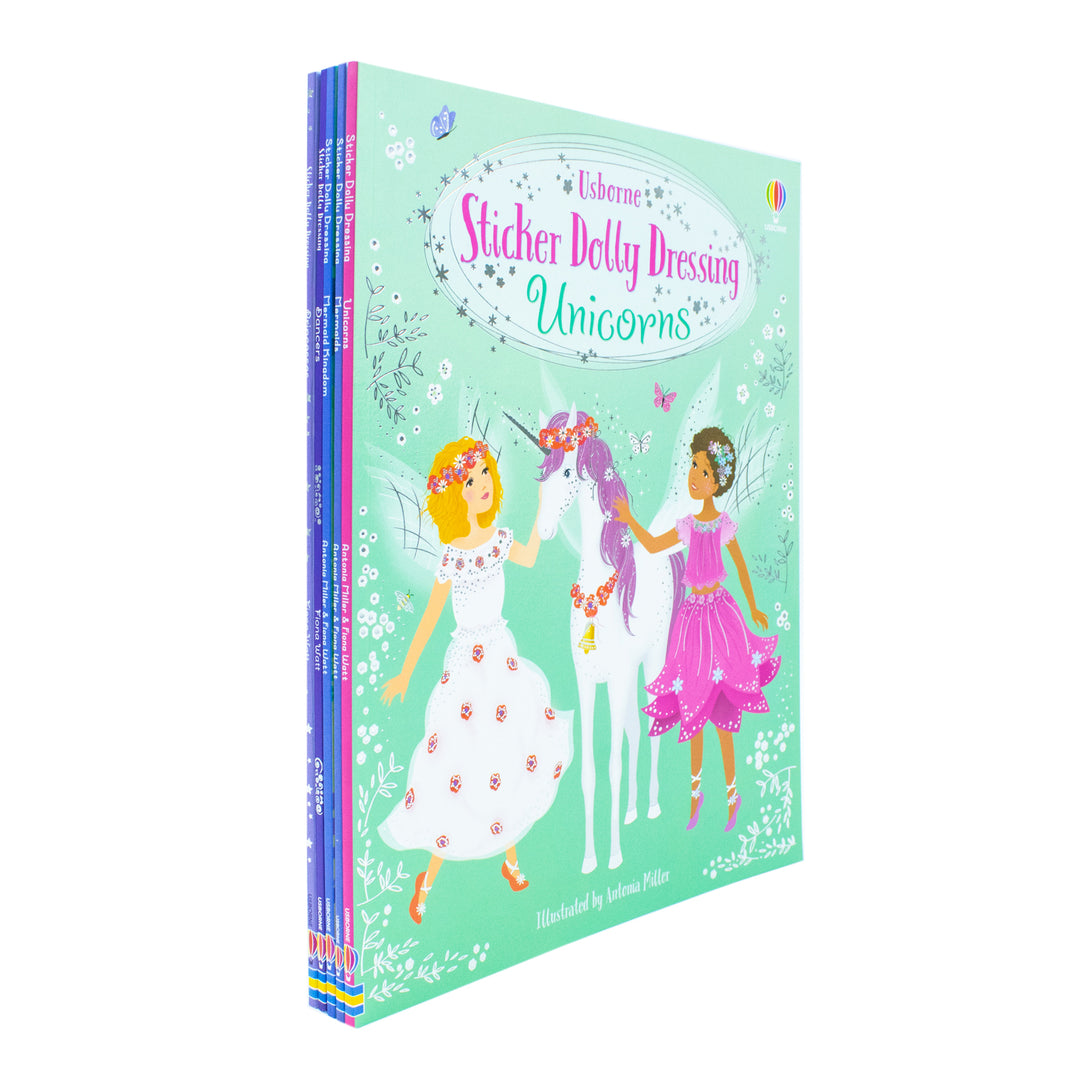 Usborne Sticker Dolly Dressing 5-Book Set Collection by Antonia Miller & Fiona Watt|Fun, Educational & Interactive Sticker Books for Kids & Creativity