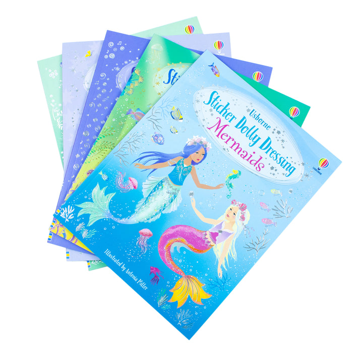 Usborne Sticker Dolly Dressing 5-Book Set Collection by Antonia Miller & Fiona Watt|Fun, Educational & Interactive Sticker Books for Kids & Creativity