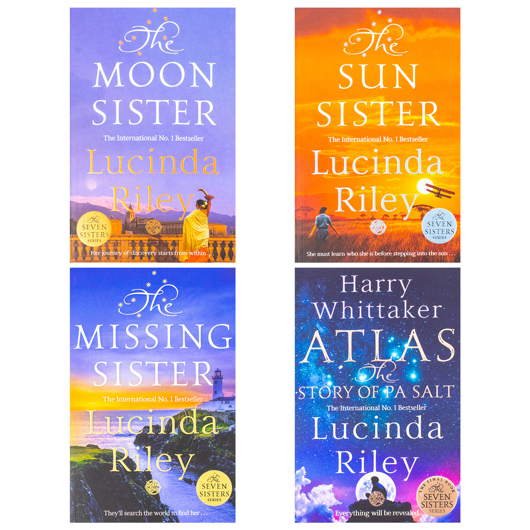 The Seven Sisters Series (Book 5-8) By Lucinda Riley and Harry Whittaker 4 Books Collection Set (The Moon Sister, The Sun Sister, The Missing Sister and Atlas: The Story of Pa Salt)