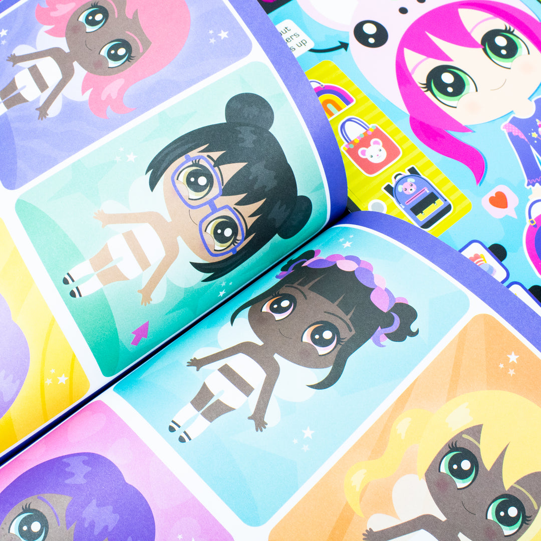 Dress Up Fashion Dolls Collection by Sophie Collingwood Illustrated 4 Sticker Activity Books Set (Dress Up Fashion Dolls: Animal Party, Fairy Universe, Snack Planet & Style City)
