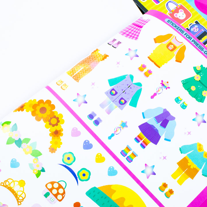 Dress Up Fashion Dolls Collection by Sophie Collingwood Illustrated 4 Sticker Activity Books Set (Dress Up Fashion Dolls: Animal Party, Fairy Universe, Snack Planet & Style City)