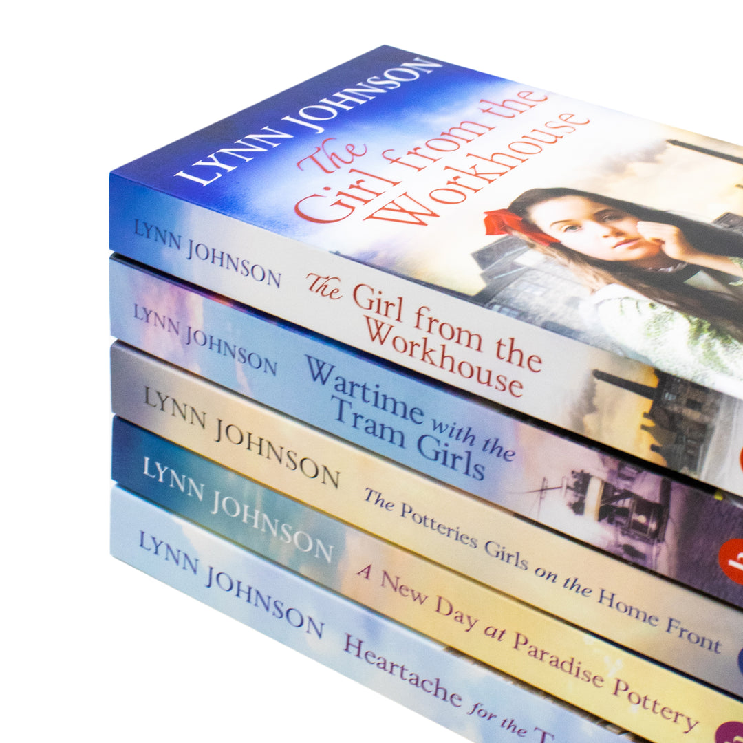 Lynn Johnson Series 5 Books Collection Set (The Girl from the Workhouse, Wartime with the Tram Girls, The Potteries Girls on the Home Front, Heartache For The Tram Girls, A New Day At Paradise Pottery)