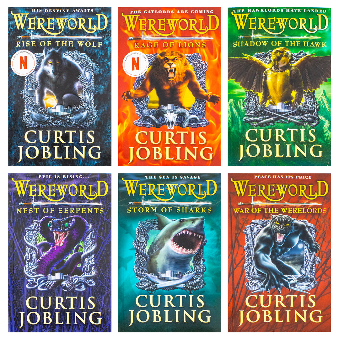Wereworld Level 1 to 6 Curtis Jobling Collection 6 Books Set (Rise of the Wolf, Rage of Lions, Shadow of the Hawk, Nest of Serpents, Storm of Sharks, War of the Werelords)