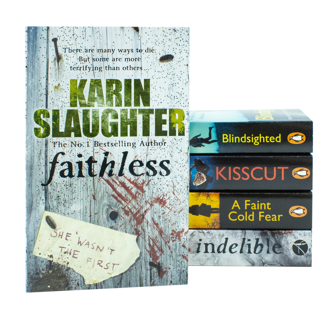 Karin Slaughter Collection 5 Books Set (Kisscut, Indelible, Faithless, Blindsighted, A Faint Cold Fear)