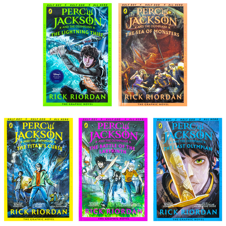 Percy Jackson Graphic Novels 5 Book Collection Set by Rick Riordan – Illustrated Children's Fantasy Adventure Series | Mythology, Young Readers & More