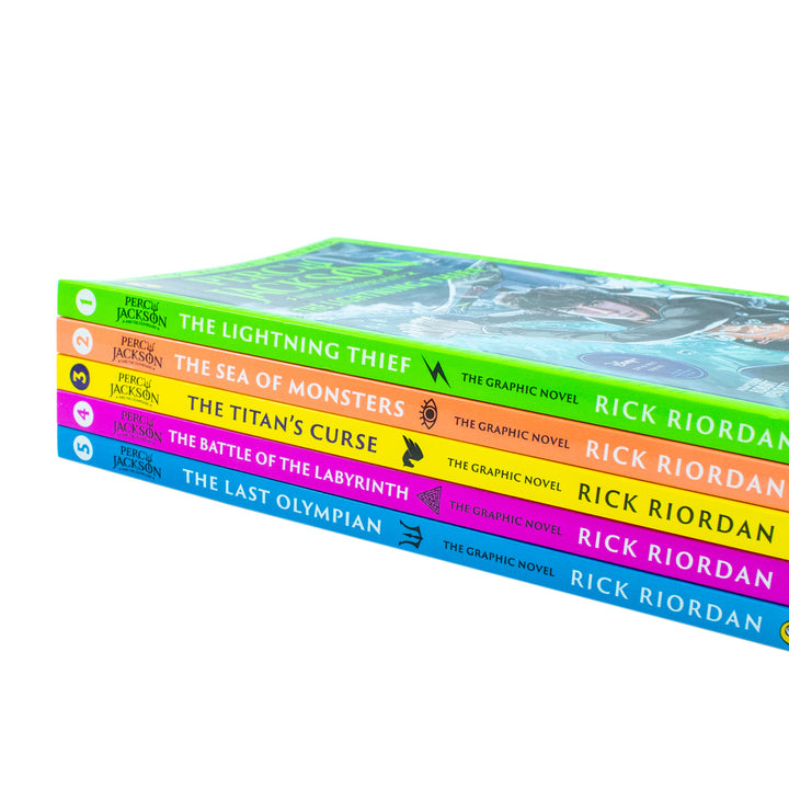 Percy Jackson Graphic Novels 5 Book Collection Set by Rick Riordan – Illustrated Children's Fantasy Adventure Series | Mythology, Young Readers & More